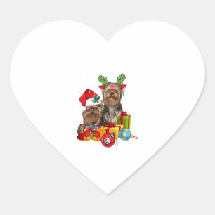 Funny Yorkshire Terrier christmas Hjärtformat Klistermärke