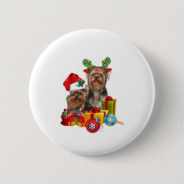 Funny Yorkshire Terrier christmas Knapp (Framsida)