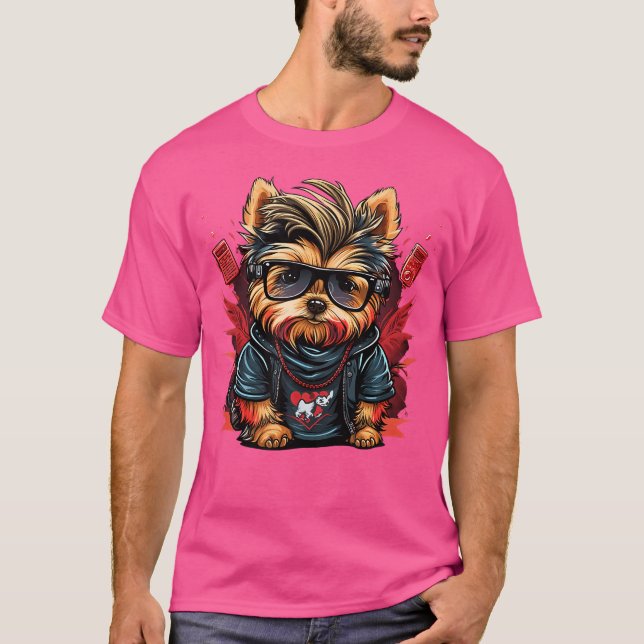 Funny Yorkshire Terrier Cute Rapper Hip hop Rb T Shirt (Framsida)