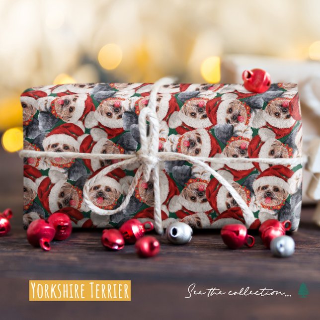 Funny Yorkshire Terrier jul Mönster Presentpapper (Skapare uppladdad)