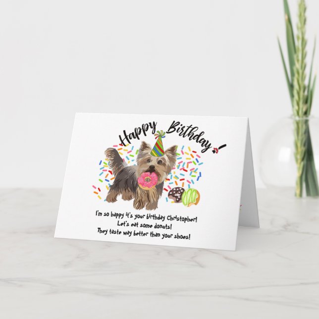 Funny Yorkshire Terrier Pet Hund Birthday Card Inbjudan (Framsida)