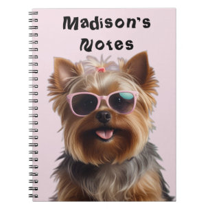 Funny Yorkshire Terrier with Sunglasses Anteckningsbok