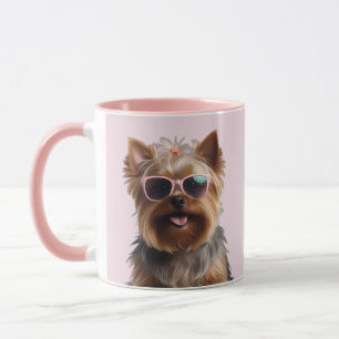 Funny Yorkshire Terrier with Sunglasses Mugg