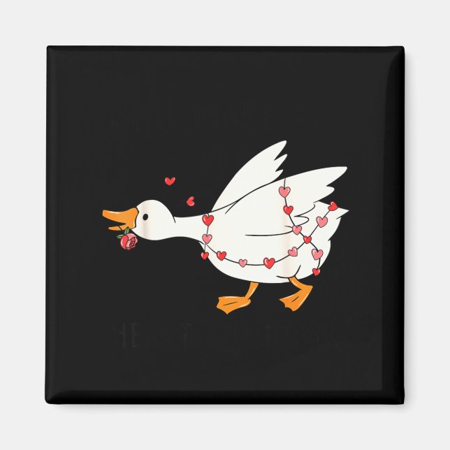 Funny You Make My Heart Go Honk Goose Heart Valent Magnet (Framsidan)