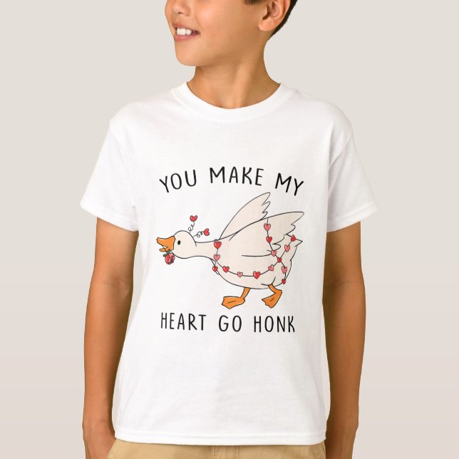 Funny You Make My Heart Go Honk Goose Heart Valent T Shirt (Framsida)