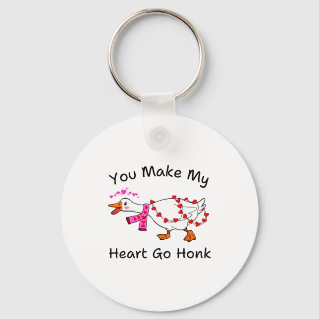 Funny You Make My Heart Go Honk Silly Goose Valent Nyckelring (Framsida)