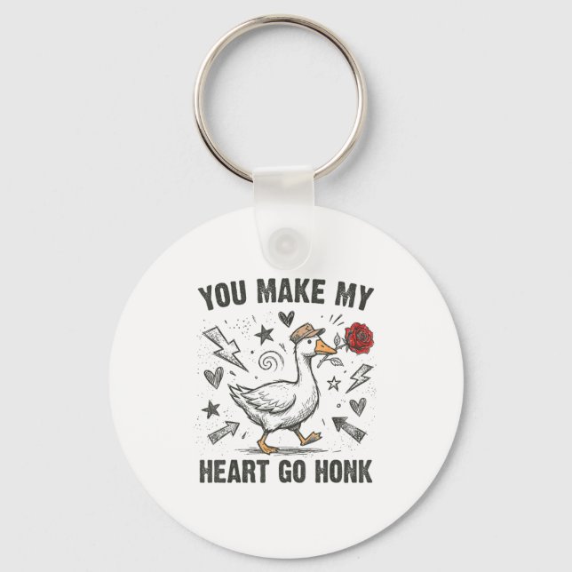 Funny You Make My Heart Go Honk Silly Goose Valent Nyckelring (Framsida)