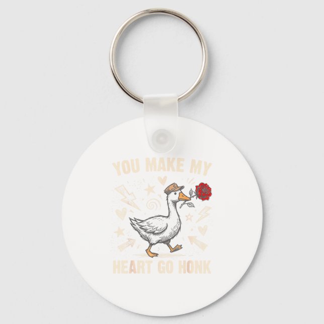 Funny You Make My Heart Go Honk Silly Goose Valent Nyckelring (Framsida)