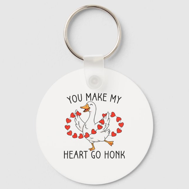 Funny You Make My Heart Go Honk Silly Goose Valent Nyckelring (Framsida)