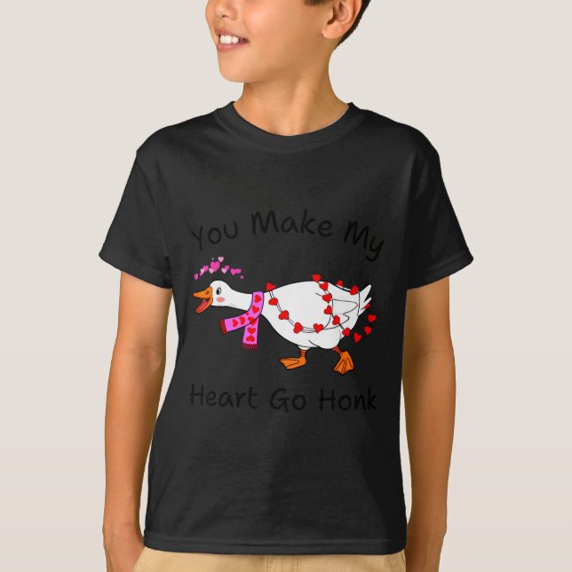 Funny You Make My Heart Go Honk Silly Goose Valent T Shirt (Framsida)