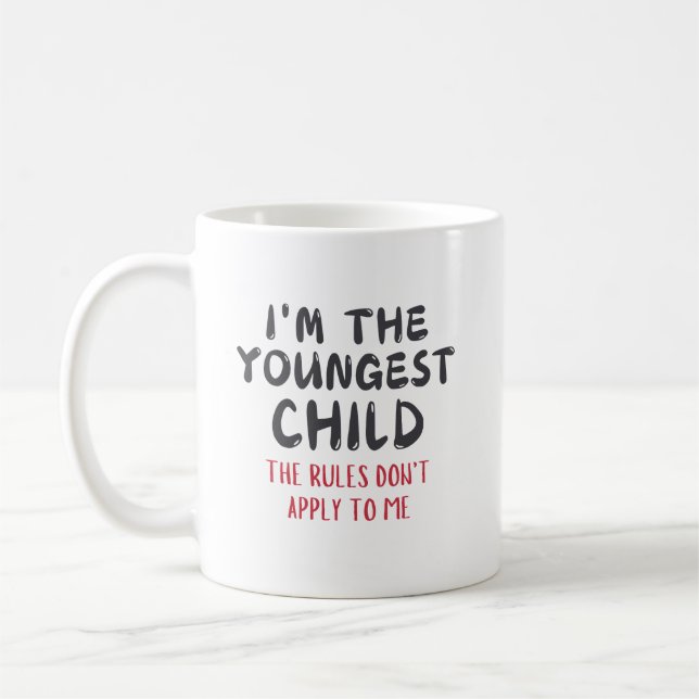 Funny Youngest Child Quote Kaffemugg (Vänster)