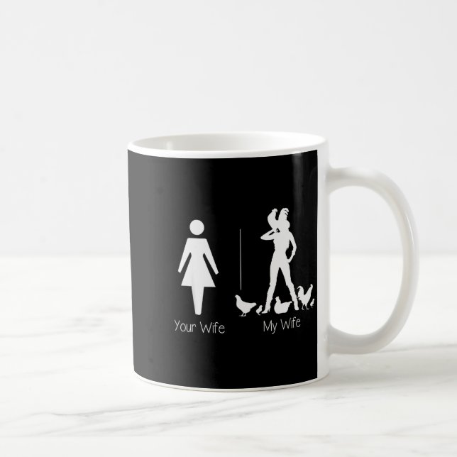 Funny Your Wife My Wife Chicken Lady Shirt, Farm L Kaffemugg (Höger)