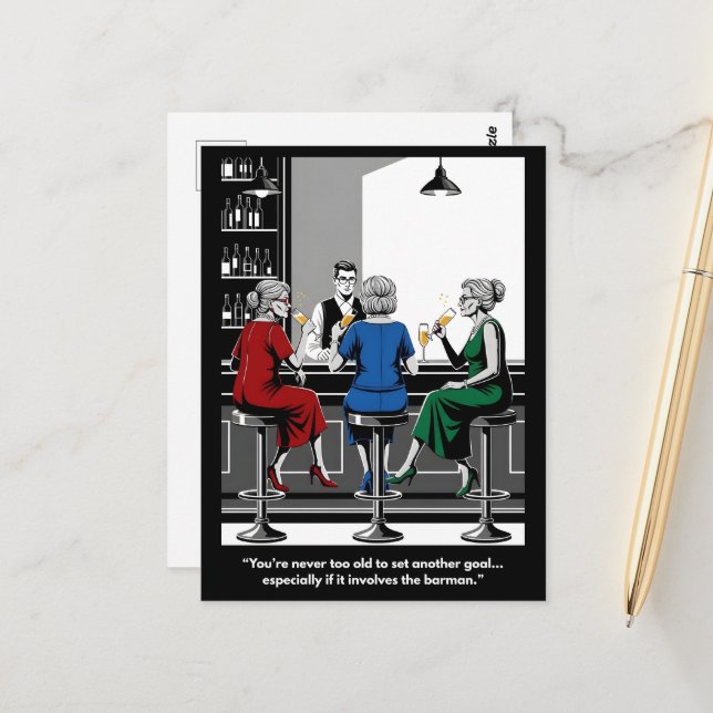 Funny "You're Never Too Old for New Goals" Card Vykort (Fram/Back In Situ)