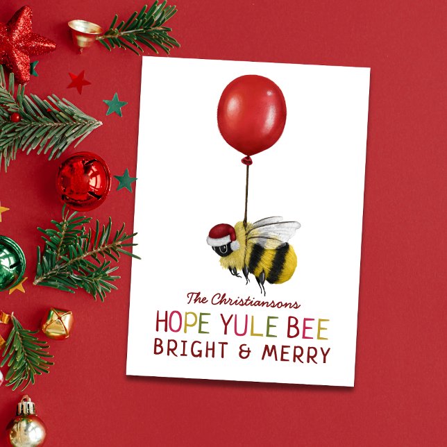Funny Yule Bee Merry och Bright jul Helgkort (Skapare uppladdad)