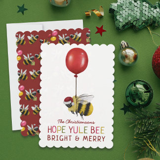 Funny Yule Bee Merry och Bright jul Julkort