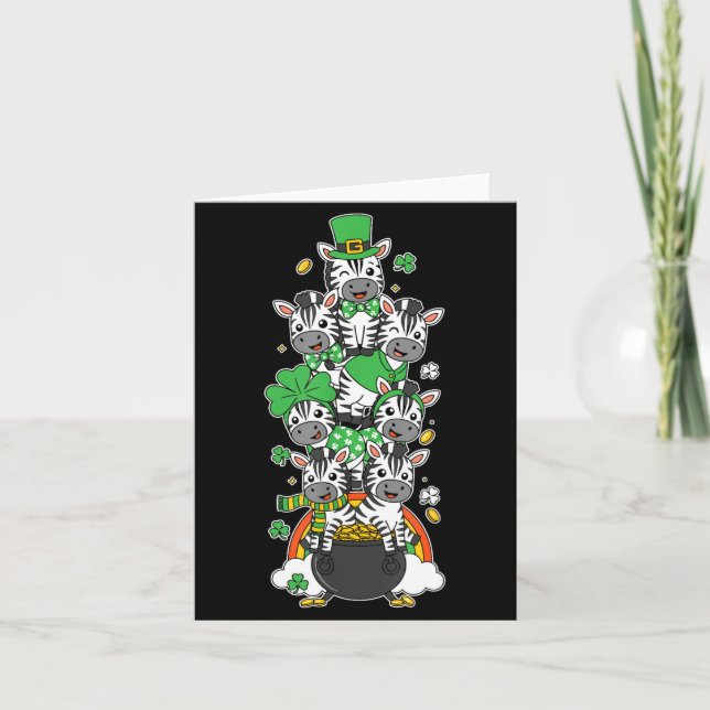 Funny zebra clover st patricks day womens mens kid kort (Framsida)