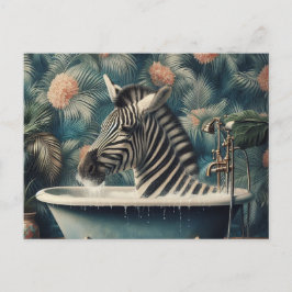 Funny Zebra i Bathtub Bathing Vykort