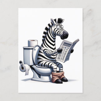 Funny Zebra på tidningen Toilet Reading Vykort