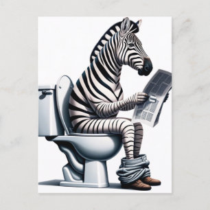 Funny Zebra på tidningen Toilet Reading Vykort