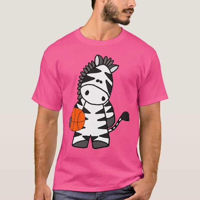 Funny Zebra Pay Basketball Tecknad T Shirt (Framsida)