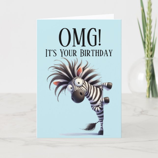 Funny Zebra Theme Birthday Card Helgkort (Framsida)