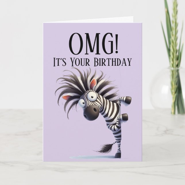 Funny Zebra Theme Birthday Card Helgkort (Framsida)
