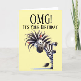 Funny Zebra Theme Birthday Card Helgkort