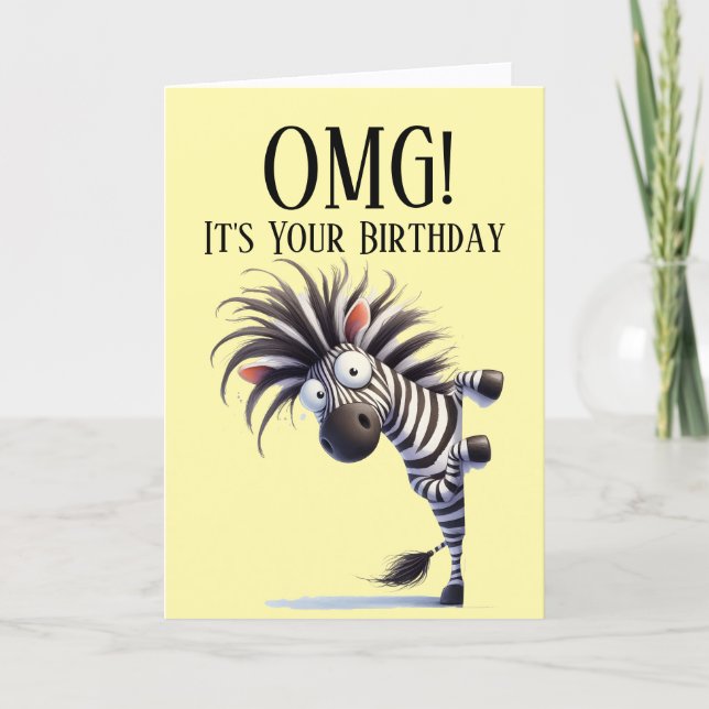 Funny Zebra Theme Birthday Card Helgkort (Framsida)