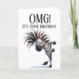 Funny Zebra Theme Birthday Card Helgkort