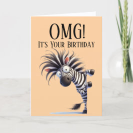 Funny Zebra Theme Birthday Card Helgkort