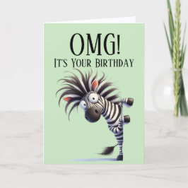 Funny Zebra Theme Birthday Card Helgkort