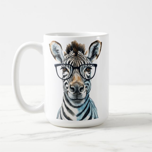 Funny Zebra Wearing-glasögon Kaffemugg (Vänster)