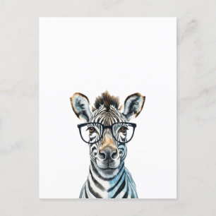 Funny Zebra Wearing-glasögon Vykort