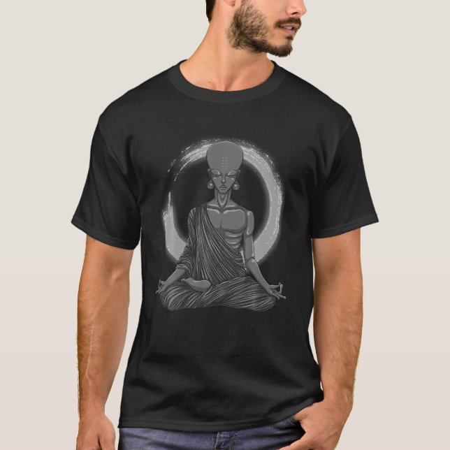 Funny Zen Alien Gift För manar Women Coola Buddha  T Shirt (Framsida)