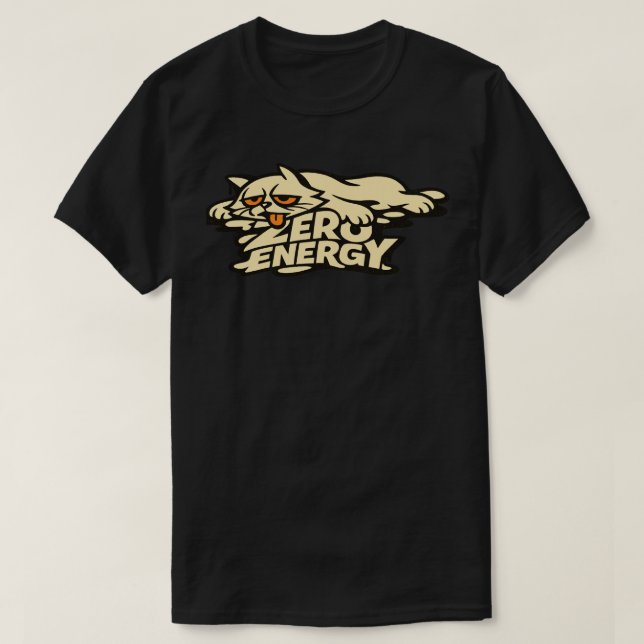 Funny Zero Energy Cat Melting Illustration T Shirt (Design framsida)