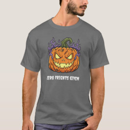 Funny 'Zero Frights Given' Spooky Pumpkin Cartoon T Shirt