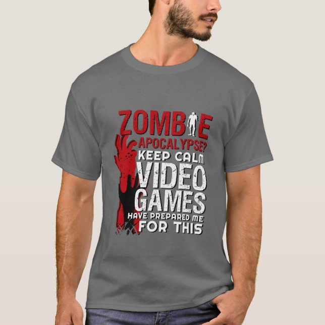 Funny Zombie Apocalypse Grunge Tshirt for Gamers Tee (Framsida)
