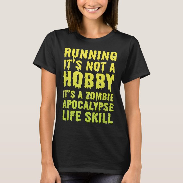 Funny Zombie Apocalypse Running Gift för manar Wom T Shirt (Framsida)