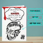 Funny Zombie Birthday Kort<br><div class="desc">Detta roliga kort illustrerar en zombie, som för närvarande är ett popkulturfenomen. Inuti har vi skrivit högernas meddelande för att tala just nu. Men bara i fodral behöver det något personligt, kan du anpassa det med ditt eget ord. Med hjälp av mallen för anpassade kan du ändra detta från en...</div>