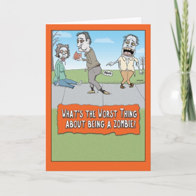 Funny Zombie Brain Farts Halloween Kort (Framsida)