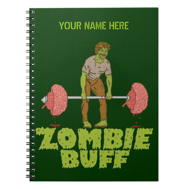 Funny Zombie Buff Weight Lifter Anteckningsbok (Framsidan)