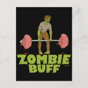 Funny Zombie Buff Weight Lifter Helg Vykort