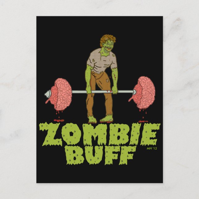 Funny Zombie Buff Weight Lifter Helg Vykort (Framsida)