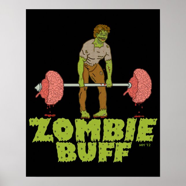 Funny Zombie Buff Weight Lifter Poster (Framsidan)
