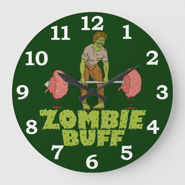 Funny Zombie Buff Weight Lifter Stor Klocka (Framsida)
