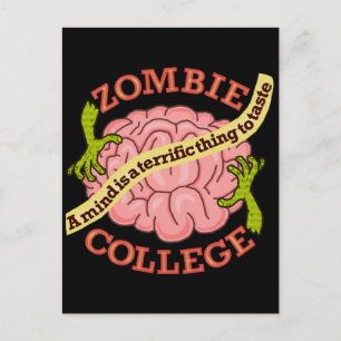 Funny Zombie College Logotyp Helg Vykort
