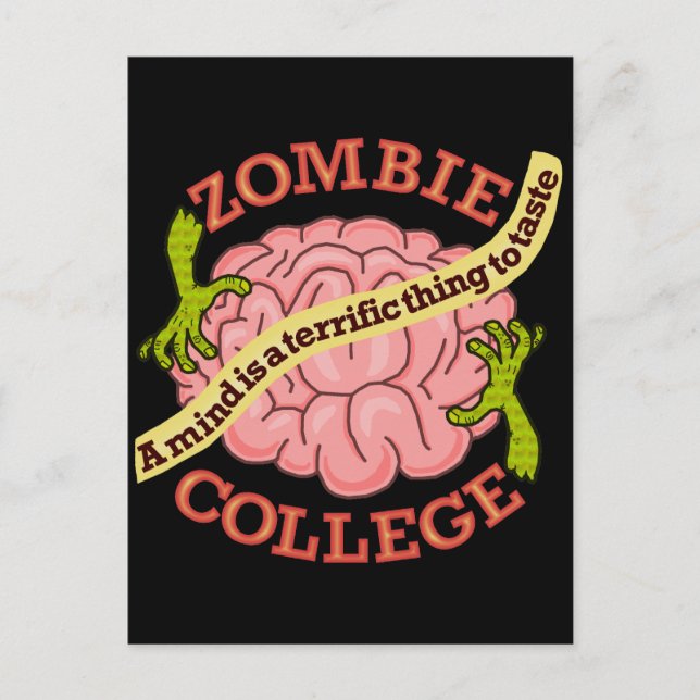 Funny Zombie College Logotyp Helg Vykort (Framsida)