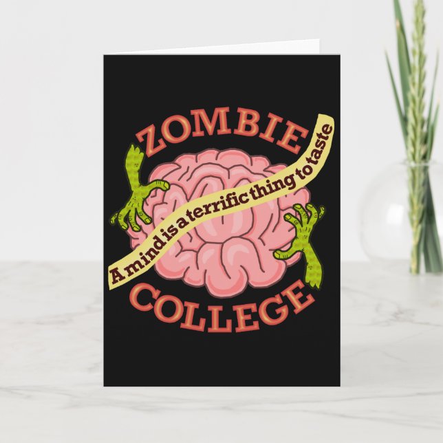 Funny Zombie College Logotyp Helgkort (Framsida)