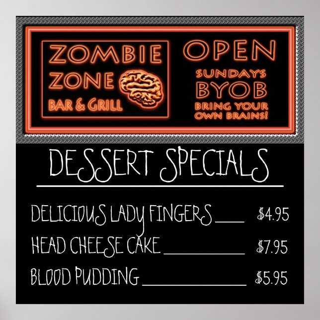 Funny Zombie Dessert Dam Finger Blood Pudding Poster (Framsidan)