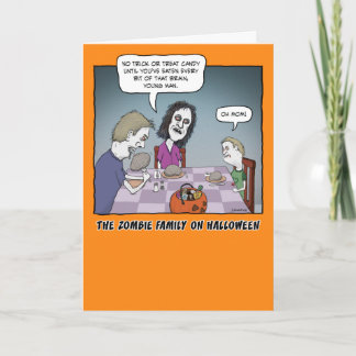 Funny Zombie Family Dinner Halloween Kort